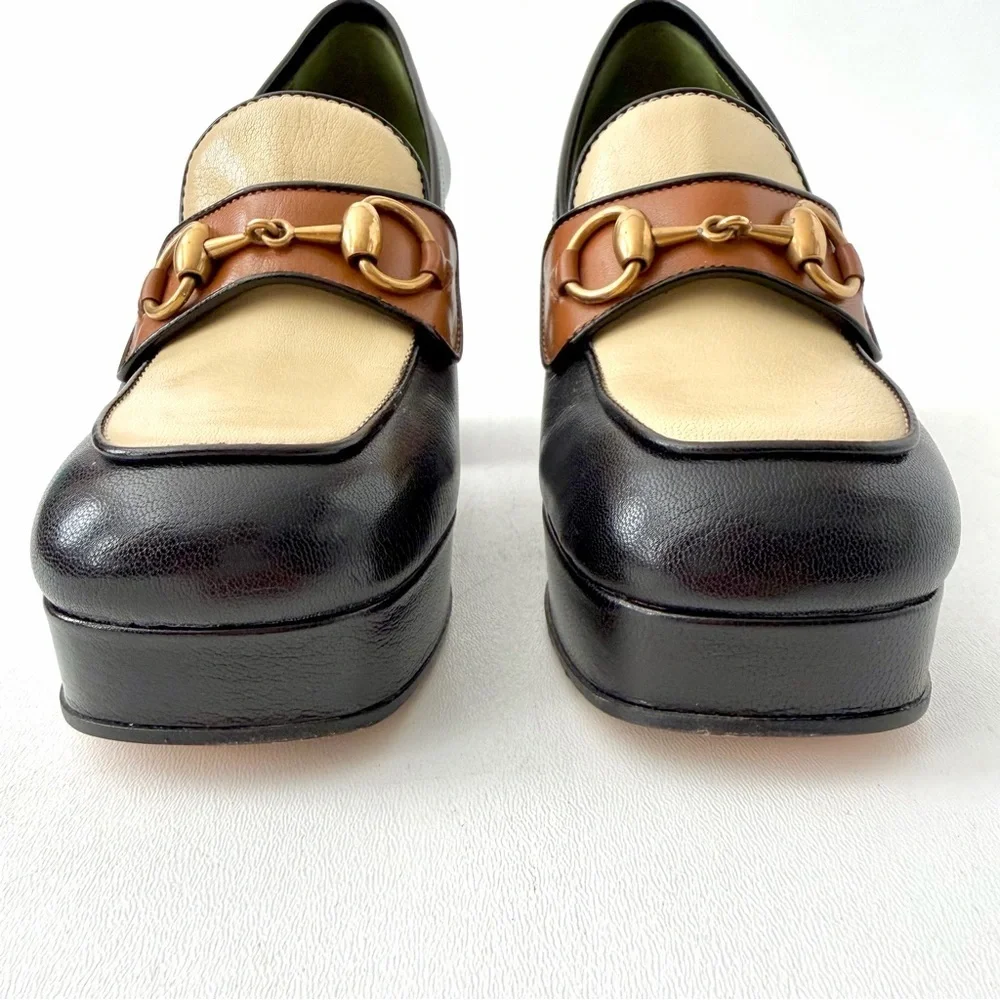 GUCCI | Horsebit Platform Loafer Pumps Houdan Block Heel Leather EU 36 - Picture 5 of 12